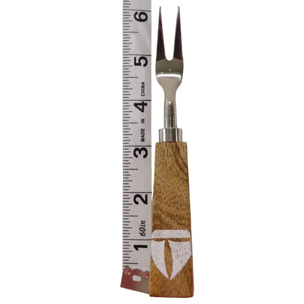 Vintage Fork and‎ Spoon Set Cocktail Appetizer Wood Handle Nautical Design 8 Pc
